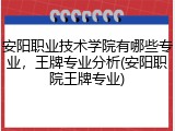 安阳职业技术学院有哪些专业，王牌专业分析(安阳职院王牌专业)