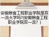 安徽粮食工程职业学院是双一流大学吗?(安徽粮食工程职业学院双一流？)