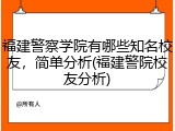 福建警察学院有哪些知名校友，简单分析(福建警院校友分析)