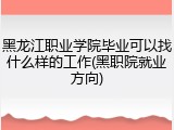黑龙江职业学院毕业可以找什么样的工作(黑职院就业方向)