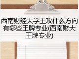 西南财经大学主攻什么方向有哪些王牌专业(西南财大王牌专业)