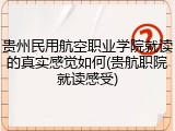 贵州民用航空职业学院就读的真实感觉如何(贵航职院就读感受)