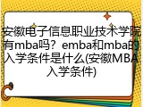 安徽电子信息职业技术学院有mba吗？emba和mba的入学条件是什么(安徽MBA入学条件)