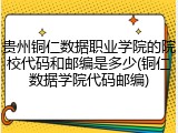 贵州铜仁数据职业学院的院校代码和邮编是多少(铜仁数据学院代码邮编)