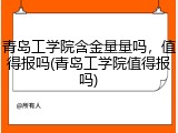 青岛工学院含金量量吗，值得报吗(青岛工学院值得报吗)