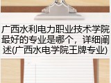 广西水利电力职业技术学院最好的专业是哪个，详细阐述(广西水电学院王牌专业)