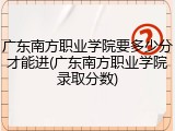 广东南方职业学院要多少分才能进(广东南方职业学院录取分数)