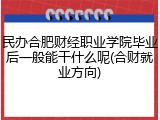 民办合肥财经职业学院毕业后一般能干什么呢(合财就业方向)