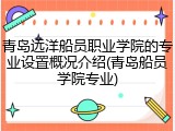 青岛远洋船员职业学院的专业设置概况介绍(青岛船员学院专业)
