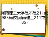 河南理工大学是不是211或985高校(河南理工211或985)