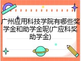 广州应用科技学院有哪些奖学金和助学金呢(广应科奖助学金)