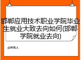 邯郸应用技术职业学院毕业生就业大致去向如何(邯郸学院就业去向)