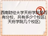 西南财经大学天府学院是否有分校，共有多少个校区(天府学院几个校区)
