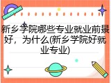 新乡学院哪些专业就业前景好，为什么(新乡学院好就业专业)
