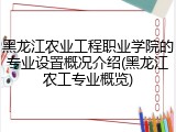 黑龙江农业工程职业学院的专业设置概况介绍(黑龙江农工专业概览)