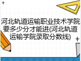 河北轨道运输职业技术学院要多少分才能进(河北轨道运输学院录取分数线)