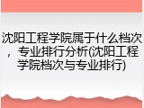 沈阳工程学院属于什么档次，专业排行分析(沈阳工程学院档次与专业排行)