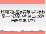 黔南民族医学高等专科学校是一本还是本科第二批(黔南医专属几本)