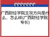广西财经学院主攻方向是什么，怎么样(广西财经学院专长)