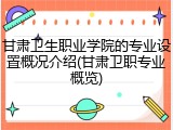 甘肃卫生职业学院的专业设置概况介绍(甘肃卫职专业概览)