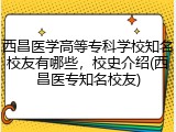 西昌医学高等专科学校知名校友有哪些，校史介绍(西昌医专知名校友)