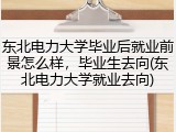 东北电力大学毕业后就业前景怎么样，毕业生去向(东北电力大学就业去向)