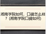 湘南学院如何，口碑怎么样？(湘南学院口碑如何)