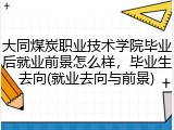 大同煤炭职业技术学院毕业后就业前景怎么样，毕业生去向(就业去向与前景)