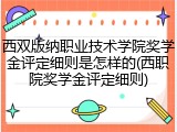 西双版纳职业技术学院奖学金评定细则是怎样的(西职院奖学金评定细则)
