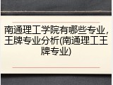 南通理工学院有哪些专业，王牌专业分析(南通理工王牌专业)