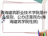 青海建筑职业技术学院是什么级别，公办还是民办(青海建筑学院性质)