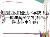 湘西民族职业技术学院毕业生一般年薪多少钱(湘西职院毕业生年薪)
