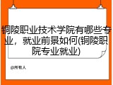 铜陵职业技术学院有哪些专业，就业前景如何(铜陵职院专业就业)