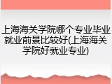 上海海关学院哪个专业毕业就业前景比较好(上海海关学院好就业专业)