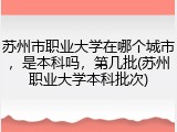 苏州市职业大学在哪个城市，是本科吗，第几批(苏州职业大学本科批次)