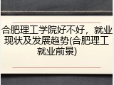 合肥理工学院好不好,就业现状及发展趋势(合肥理工就业前景)