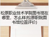 松原职业技术学院图书馆在哪里，怎么样(松原职院图书馆位置评价)