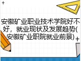 安徽矿业职业技术学院好不好，就业现状及发展趋势(安徽矿业职院就业前景)