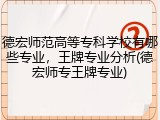 德宏师范高等专科学校有哪些专业，王牌专业分析(德宏师专王牌专业)