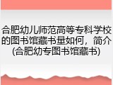 合肥幼儿师范高等专科学校的图书馆藏书量如何，简介(合肥幼专图书馆藏书)