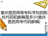 重庆医药高等专科学校的院校代码和邮编是多少(重庆医药高专代码邮编)