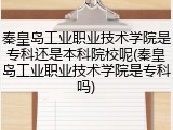 秦皇岛工业职业技术学院是专科还是本科院校呢(秦皇岛工业职业技术学院是专科吗)