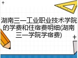 湖南三一工业职业技术学院的学费和住宿费明细(湖南三一学院学宿费)