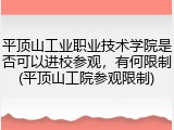 平顶山工业职业技术学院是否可以进校参观，有何限制(平顶山工院参观限制)