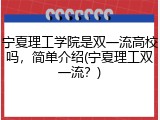 宁夏理工学院是双一流高校吗，简单介绍(宁夏理工双一流？)