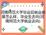 河南师范大学毕业后就业前景怎么样，毕业生去向(河南师范大学就业去向)