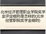 北京经济管理职业学院奖学金评定细则是怎样的(北京经管职院奖学金细则)