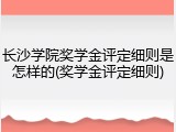 长沙学院奖学金评定细则是怎样的(奖学金评定细则)