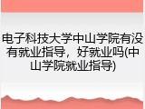 电子科技大学中山学院有没有就业指导，好就业吗(中山学院就业指导)