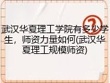 武汉华夏理工学院有多少学生,师资力量如何(武汉华夏理工规模师资)